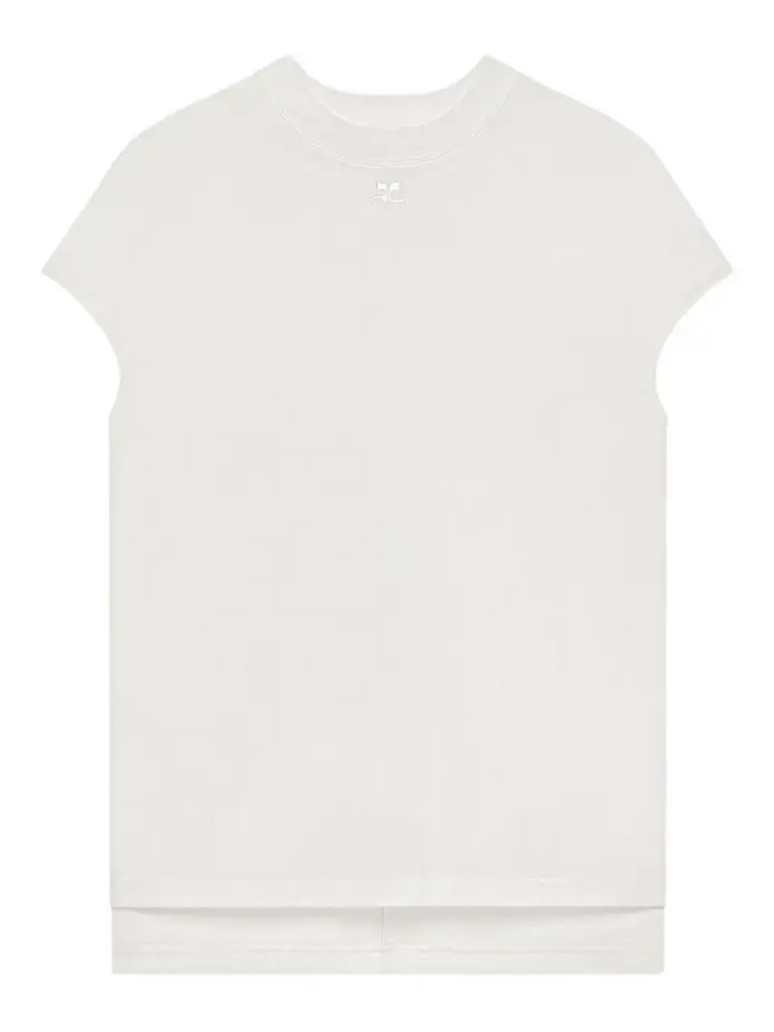 Courreges T-shirt bianca in cotone a maniche corte Bianco