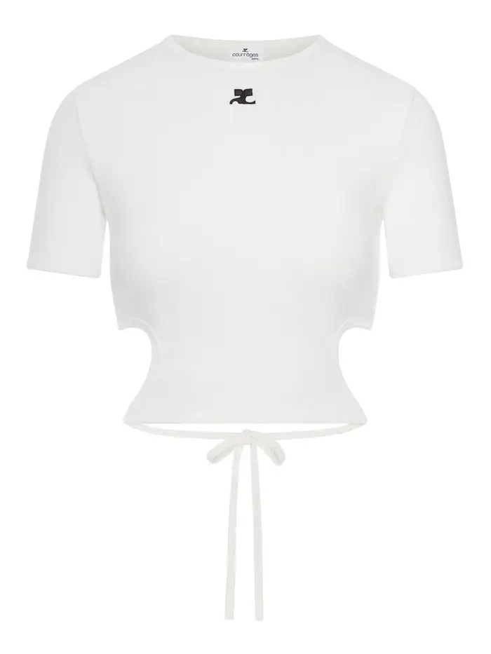 Courreges T-shirt cropped Bianco