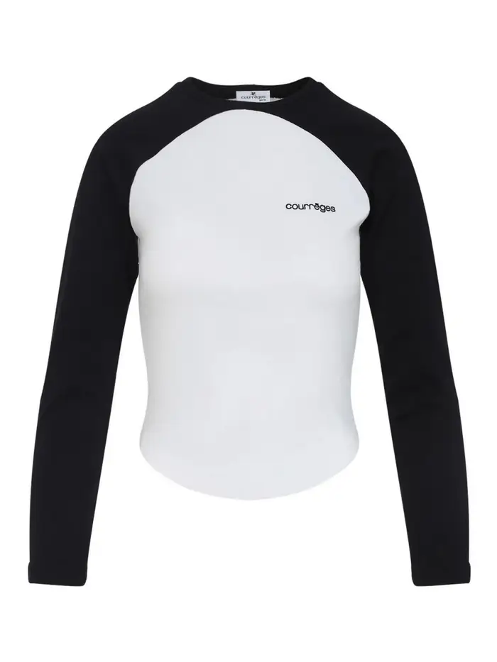 Courreges T-shirt del cerchio contrasto LS Nero