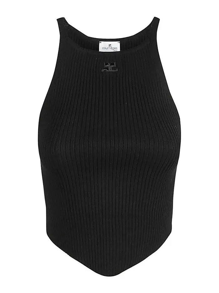 Courreges Top in viscosa senza maniche Nero
