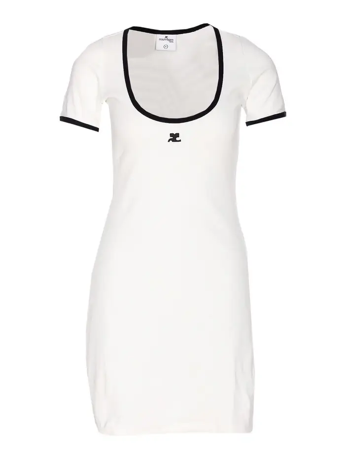 Courreges Vestito logo di contrasto olistico Bianco