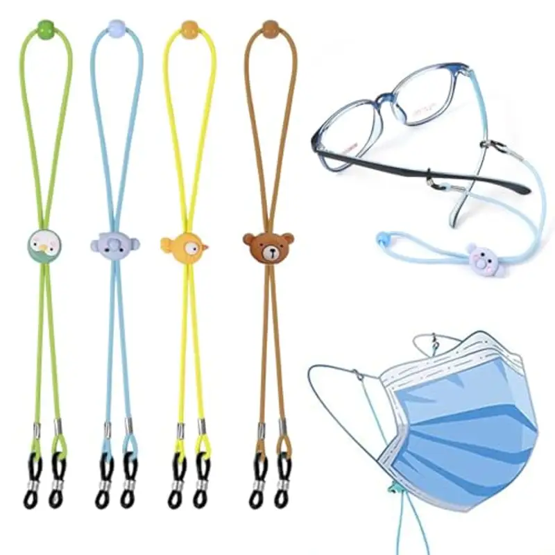 COYUN 4 Pezzi Ragazzo e Ragazza Cordino per Occhiali, Regolabile Fermo per Occhiali Mascherine Laccetto Occhiali, Laccetto Occhiali