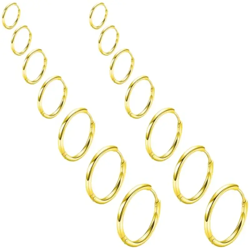 COYUN 7 Paia Orecchini a Cerchio in Acciaio Inossidabile, Orecchini di Orecchini Cerchio, Orecchini Cerchio Rotondo, Piccoli Orecchini a