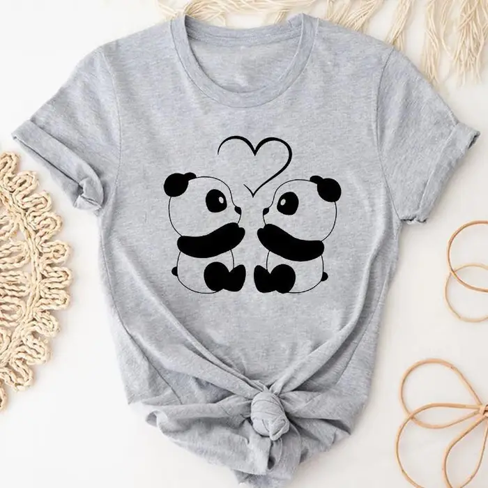 T-shirt Top Fashion Tshirt Abbigliamento Casual Sweet Love Panda Primavera Manica corta Donna Stampa T-shirt grafica femminile estiva da donna S