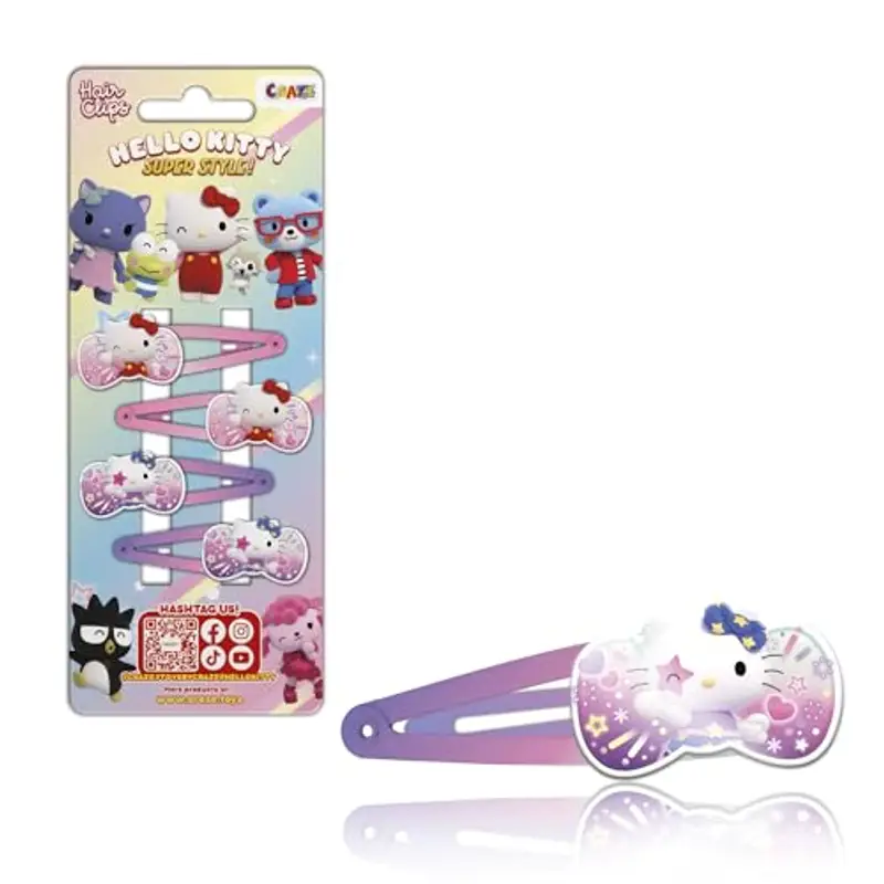 CRAZE Mollette per Capelli Hello Kitty, Clip Bambina, Gioielli Bambine, 4pz