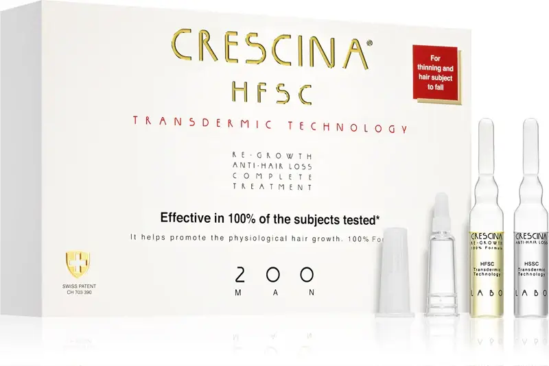 Crescina Transdermic 200 Re-Growth and Anti-Hair Loss Trattamento per la crescita contro la perdita dei capelli per uomo 20× 3,5 ml