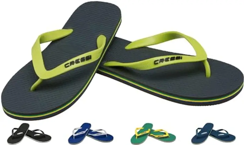 CRESSI Beach Flip Flops 2, Ciabatte Infradito per Spiaggia e Piscina Unisex-Adulto, Verde Scuro/Lime, 43/44 EU