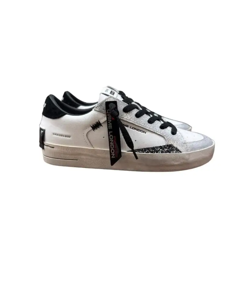 Crime London scarpe bianche donna dettagli neri