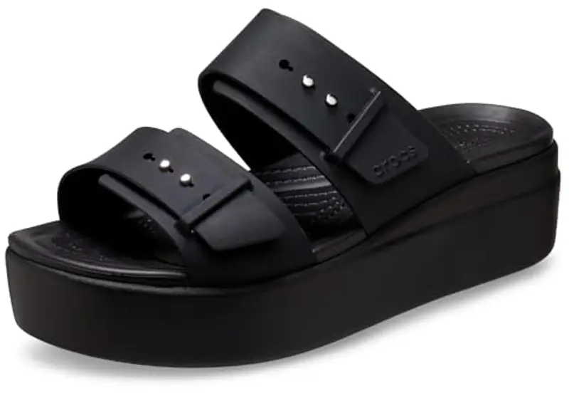 Crocs Brooklyn Buckle Low Wedge, Sandali Donna, Nero, 39/40 EU