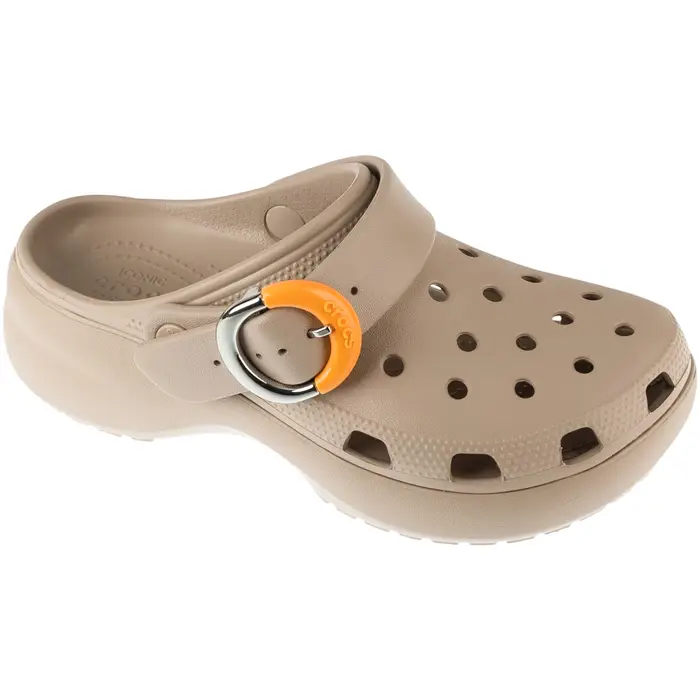 Pantofole Crocs Classic Platform Dipped Buckle Clog Beige