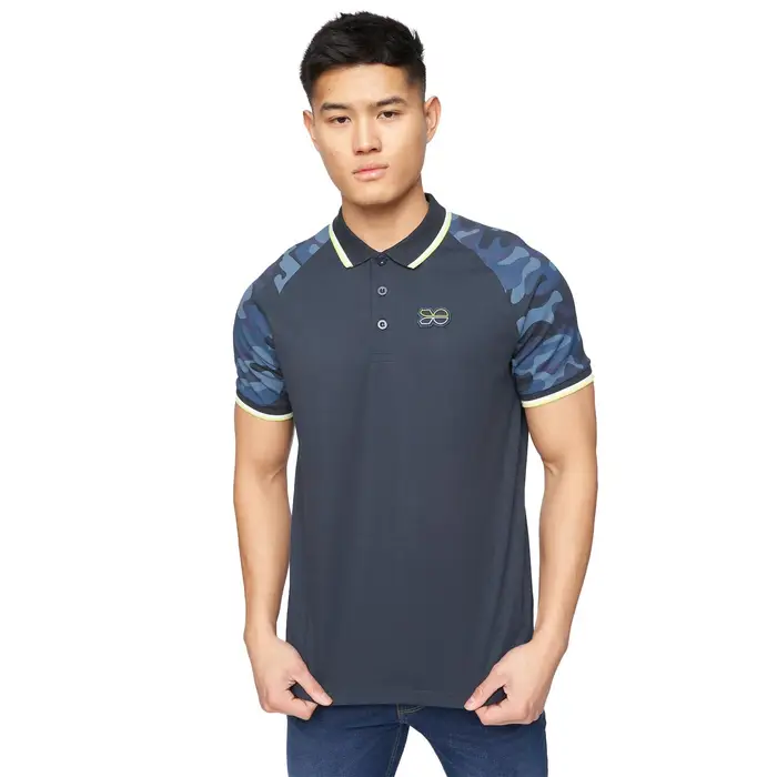 Polo da uomo Cramdark Camo S blu scuro