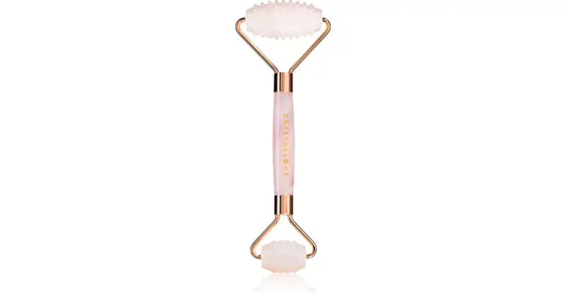 Crystallove Rose Quartz 3D Teeth Roller rullo per massaggi per il viso