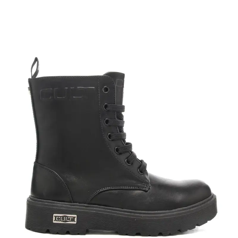 Cult anfibi da bambina con logo lettering impresso in rilievo sulla parte alta della tomaia neri