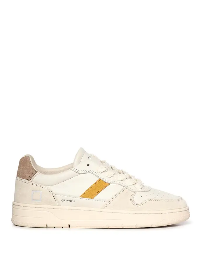 D A T E Sneaker Hill Bassa In Camoscio E Pelle Bianco