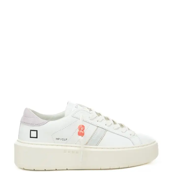 D a t e sneakers da donna hill low con inserto glitterato sulla parte esterna bianco rosa