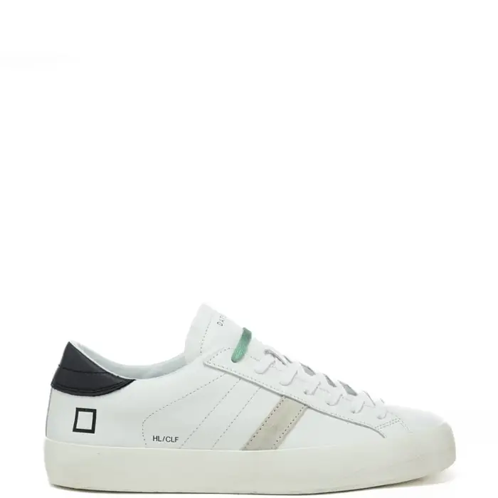 D a t e sneakers da uomo hill low in vera pelle con inserti a contrasto colore bianco nero