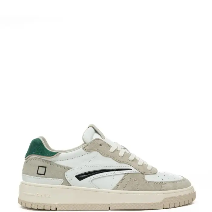 sneakers da uomo torneo in vera pelle con inserti in suede bianco verde