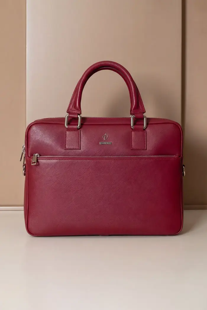 D Arienzo Borsa Ventiquattrore in pelle di vitello rossa saffiano tasca zip, Seleziona Rosso
