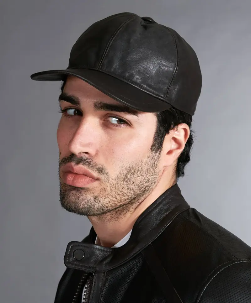 D'Arienzo Cappello baseball in pelle testa di moro unisex strappo regolabile, Seleziona (57cm), Colore Testa di moro