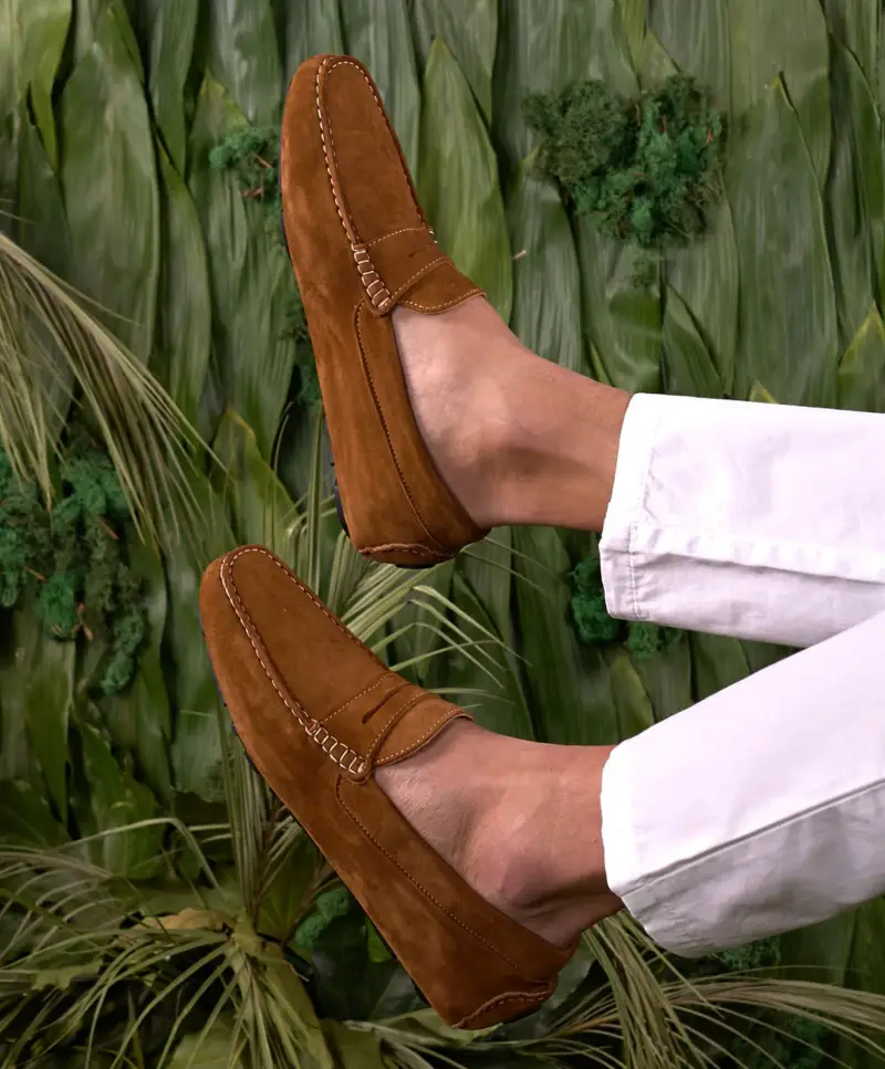 D Arienzo Mocassino scamosciato color cuoio da uomo, Seleziona Colore Cuoio