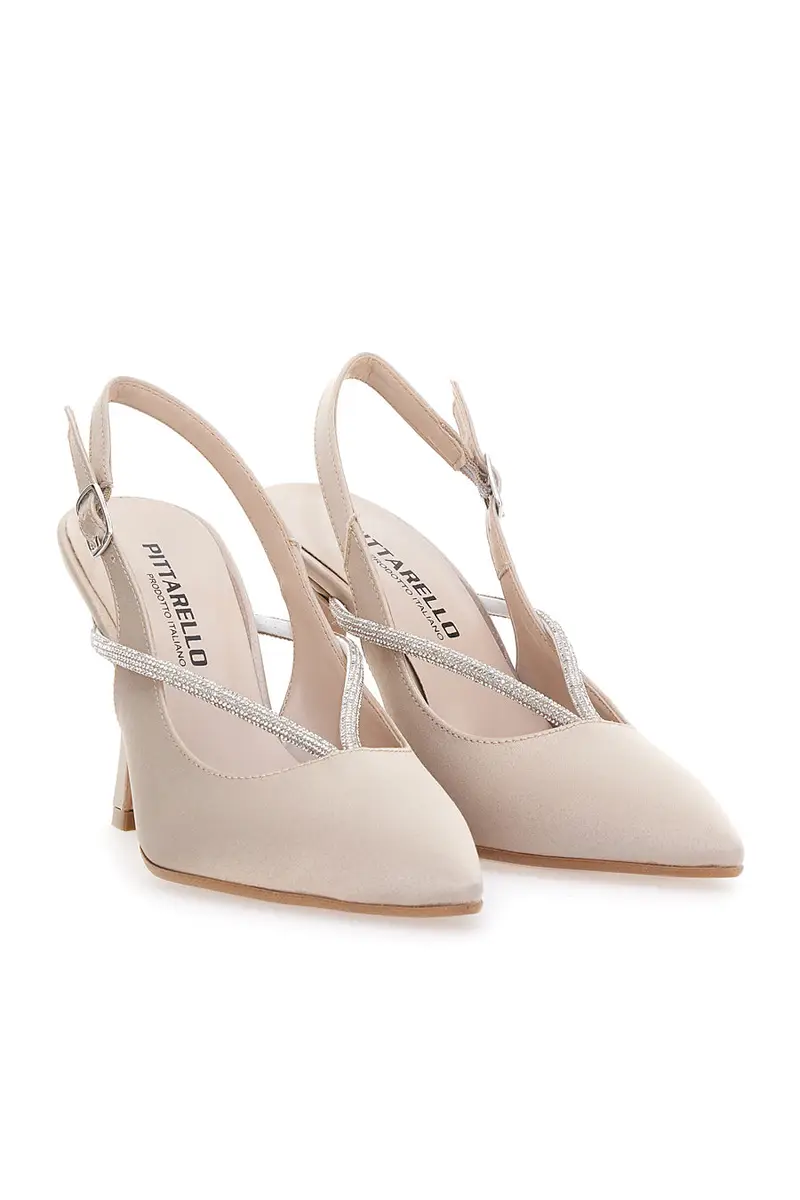 PITTARELLO Décolleté Beige Slingback con Strass 100