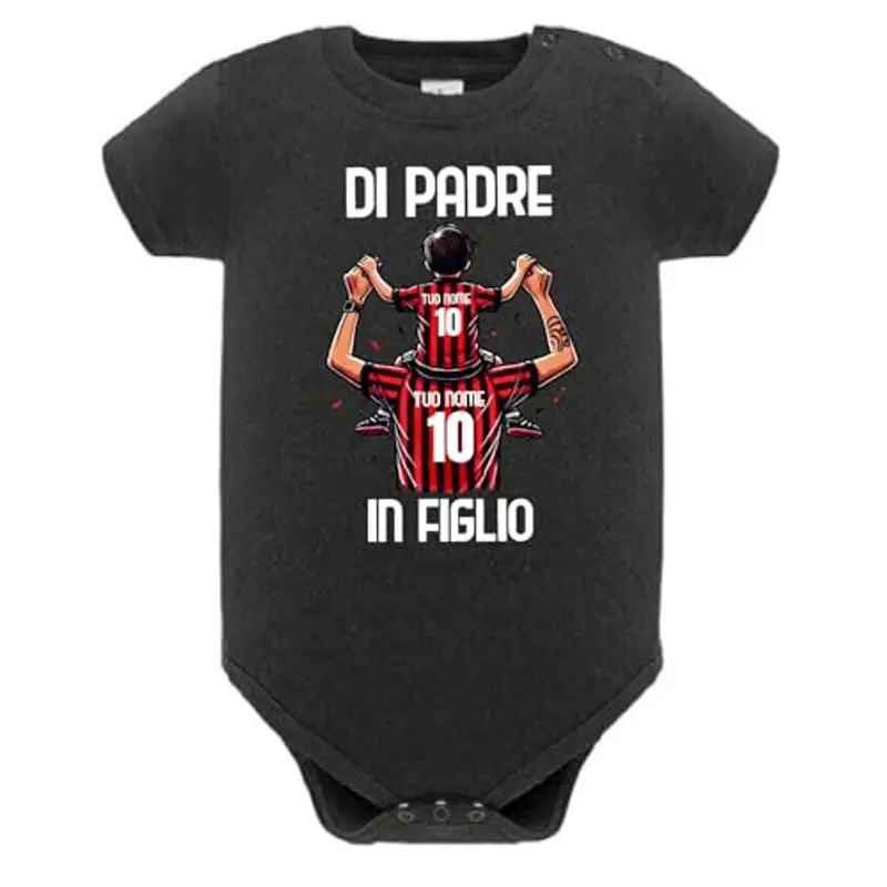 D&Vlab Bodino Neonato Bimbo Bambini Divertenti DI PADRE IN FIGLIO Personalizzato con Nome in 100% Cotone per Papà Tifosi Calcio Squadre