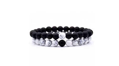 DAC Bracciale Uomo 2 pezzi Con Pietre Naturali Braccialetto Scatola Regalo Fidanzato Donna Chakra con Vere Pietre