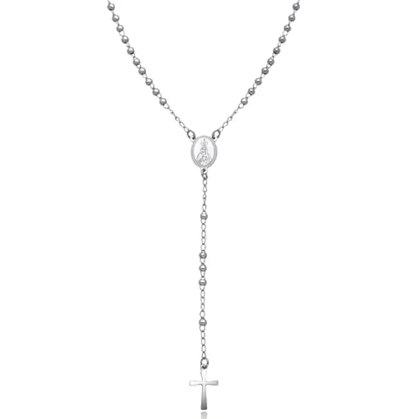 Dada Gioielli Collana Rosario Uomo Donna Sfere Acciaio Argentato e Nero