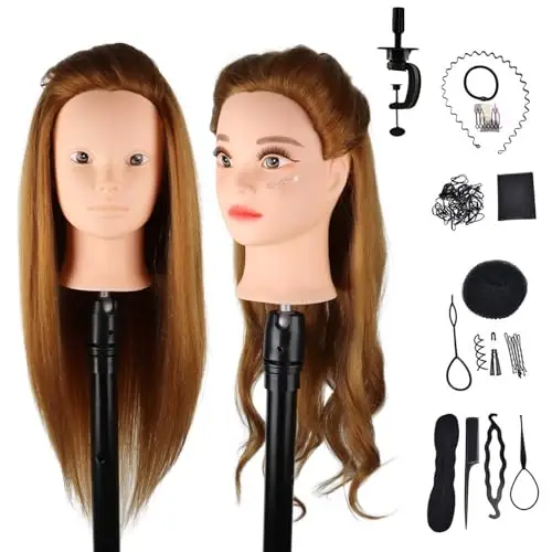 DaizySight Testina Parrucchiere con 60% Capelli Umani Veri, Testina Parrucchiere Manichino, Testa Formazione