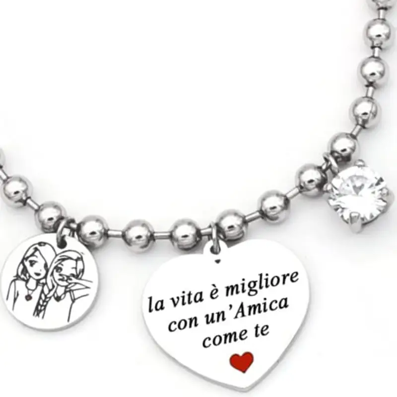 dalcuore Bracciale Amicizia, Ipoallergenico Idee Regalo Donna Compleanno Amica Braccialetto Ragazza Frasi Speciali per