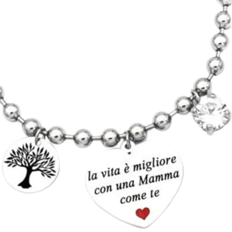 dalcuore Bracciale Festa della Mamma, Idee Regalo per Neo Mamma Suocera per le Future Mamme con Scritta Incisione