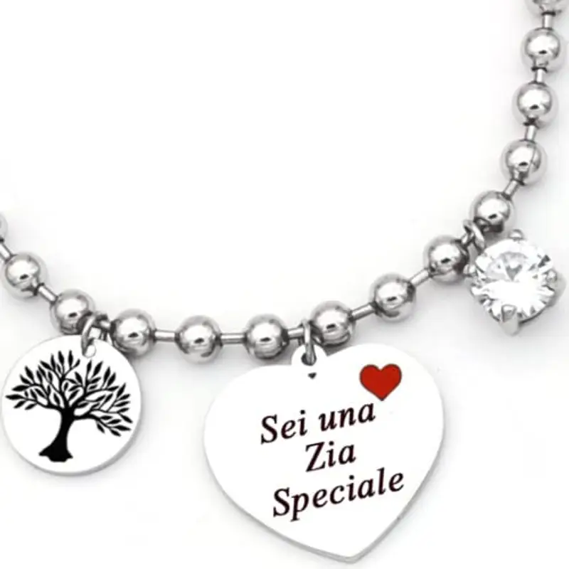 dalcuore Bracciale Zia Nipote, Ipoallergenico Idee Regalo Zia Compleanno Braccialetto con Frasi Speciali Famiglia