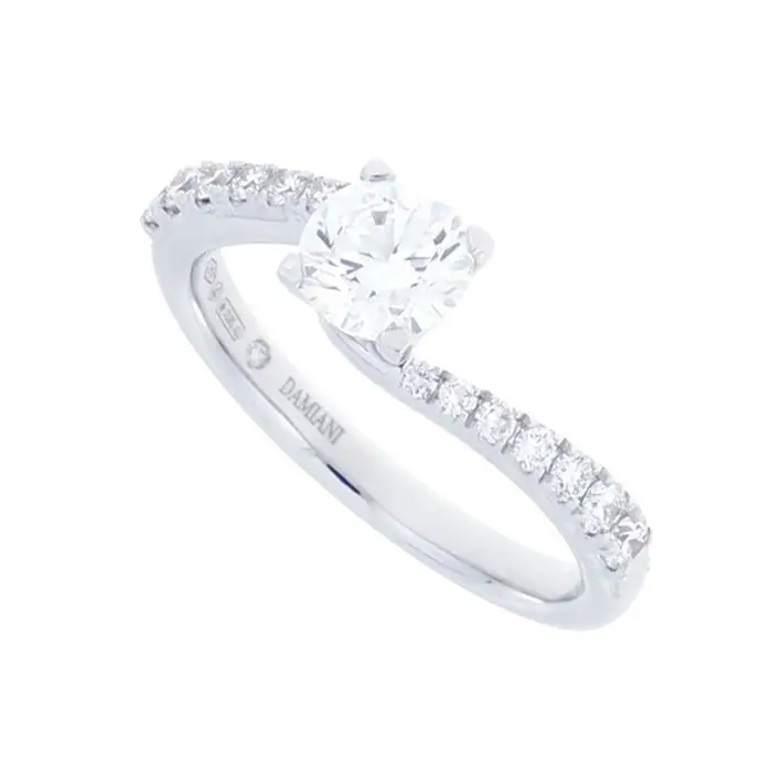 DAMIANI Anello In Oro Bianco Con Diamante - Promessa Pave