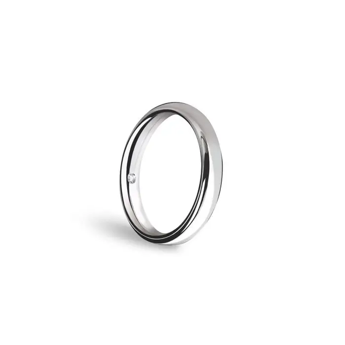 DAMIANI Anello In Oro Bianco Con Diamante - Taglio Rotondo