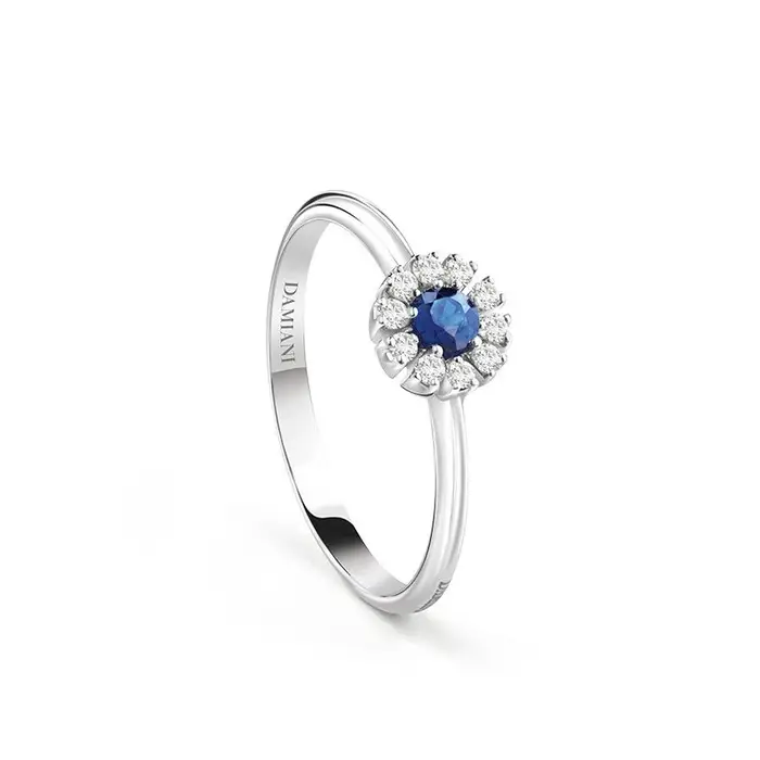 DAMIANI Anello In Oro Bianco Con Diamante/Zaffiro