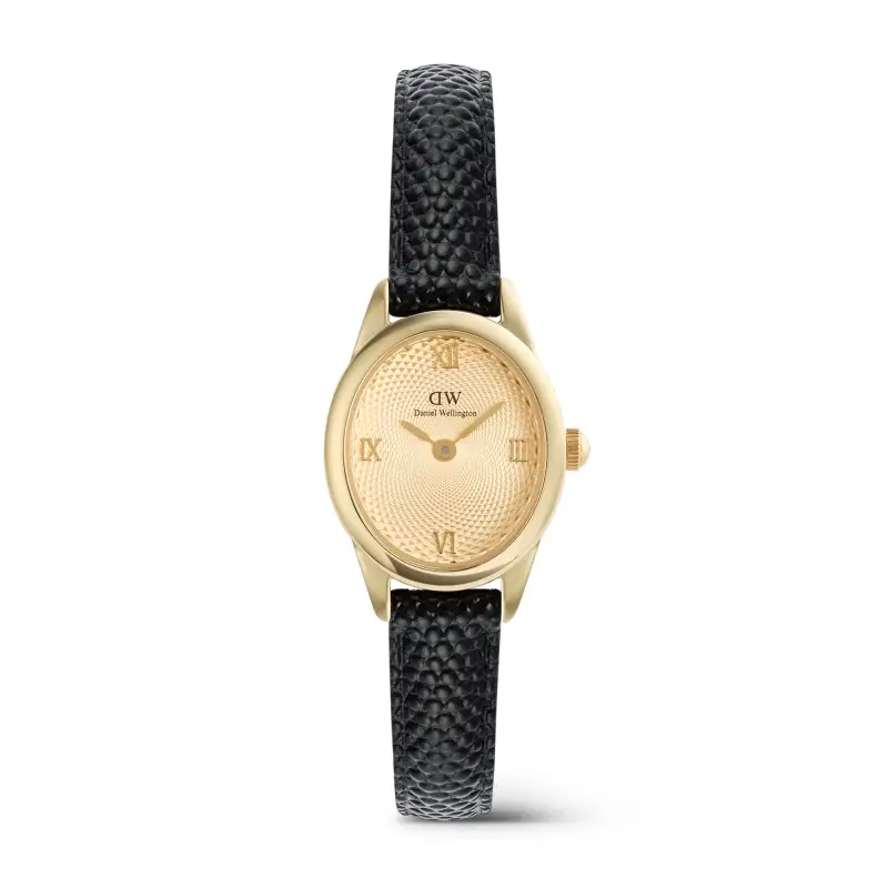 Daniel Wellington DW Orologio Ophelia Mini Black Lizard Unitone Guilloché Gold 22x25 5mm