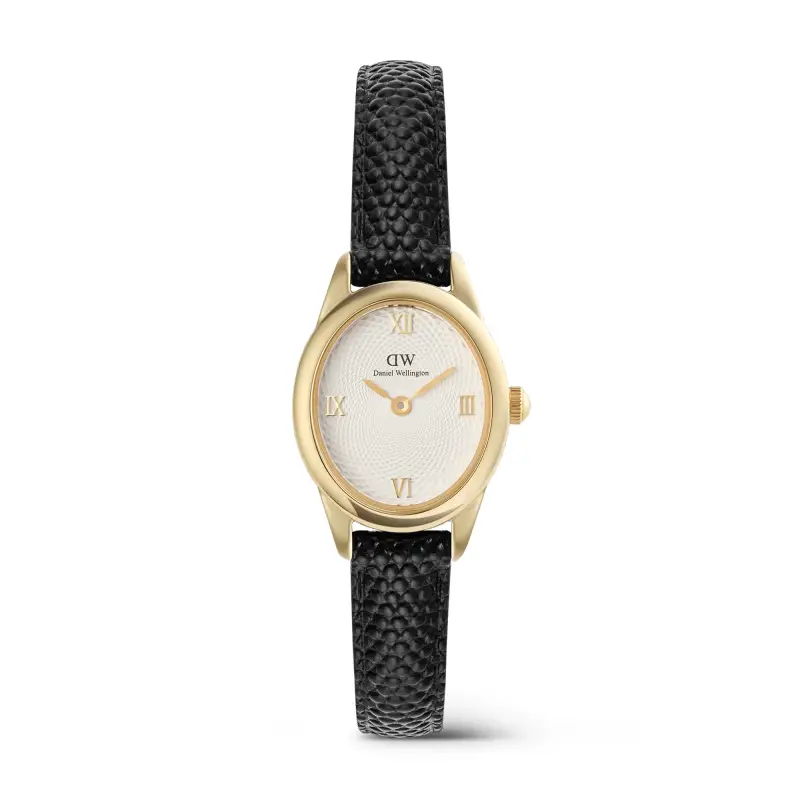 Daniel Wellington DW Orologio Ophelia Mini Black Lizard White Guilloché Gold 22x25 5mm