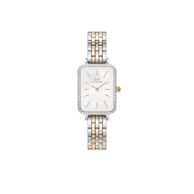 Daniel Wellington DW Orologio Quadro Lumine Bezel 5-Link Two-Tone MOP Silver