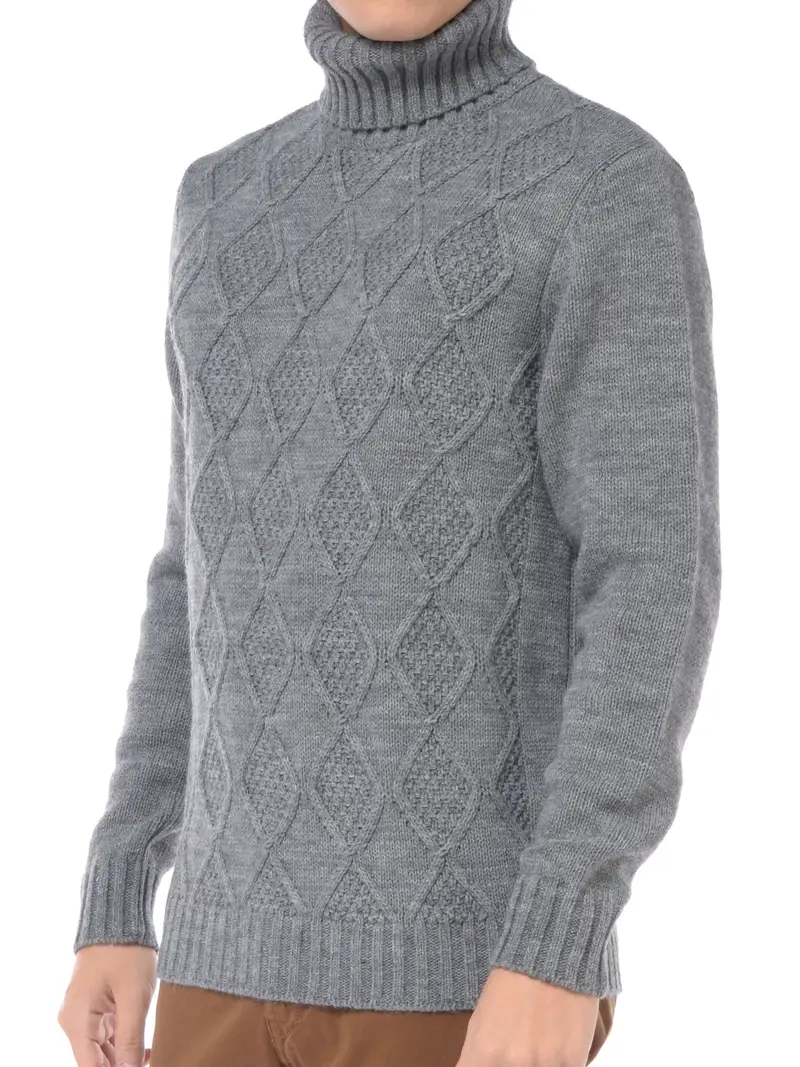 DANIELE ALESSANDRINI maglia da uomo collo alto a rombi Grigio