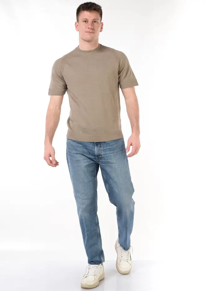 maglia da uomo Daniele Fiesoli in lino e cotone a manica corta Grigio