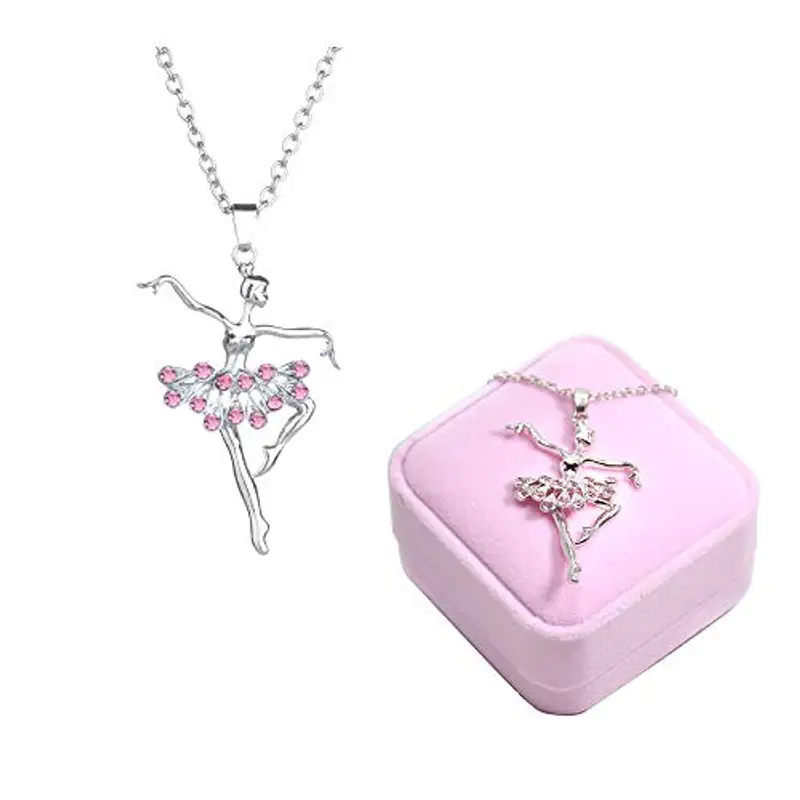 MengCat Danza Ballerina Ballerina Balletto Pendente Collana Fascino Sorpresa Regalo di gioielli per Ragazze, donne (Rosa)