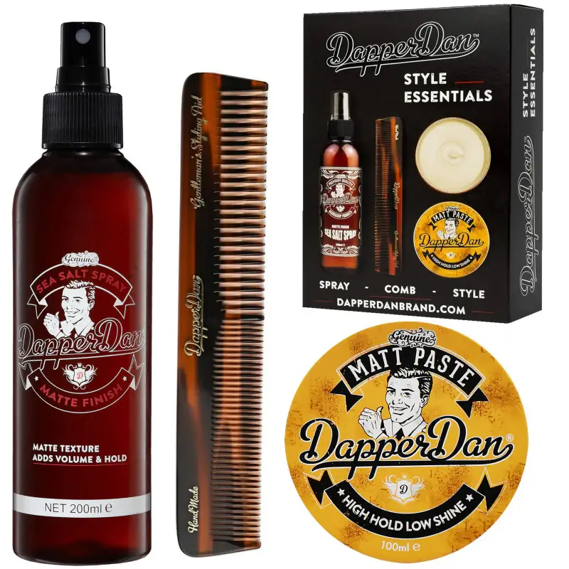 Dapper Dan Set Style Essentials - kit per lo styling dei capelli, pasta, spray e pettine, 100 ml + 200 ml