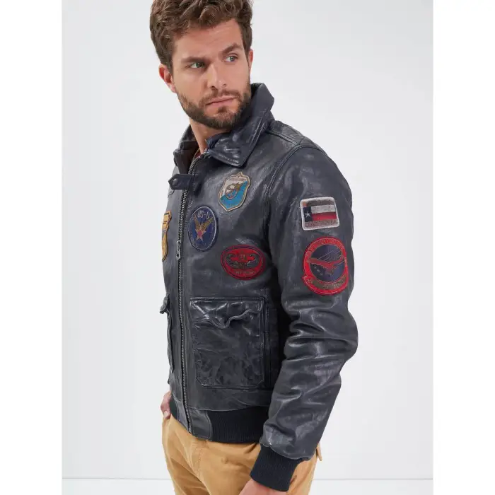 Daytona 73 Giubbotto in pelle Air Force Mythic Bleu