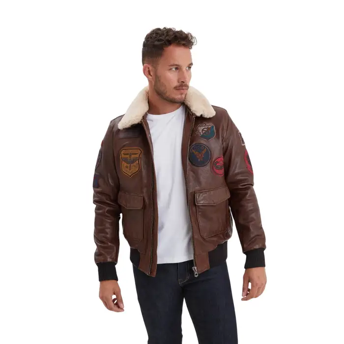 Daytona 73 Giubbotto in pelle Air Force Mythic Marron