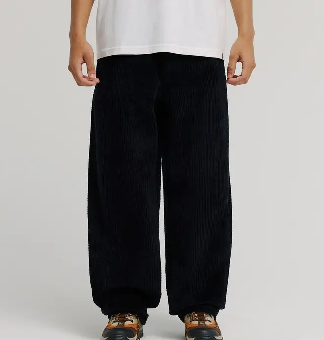 Barrel Cord - Pantaloni di Velluto Nero Uomo