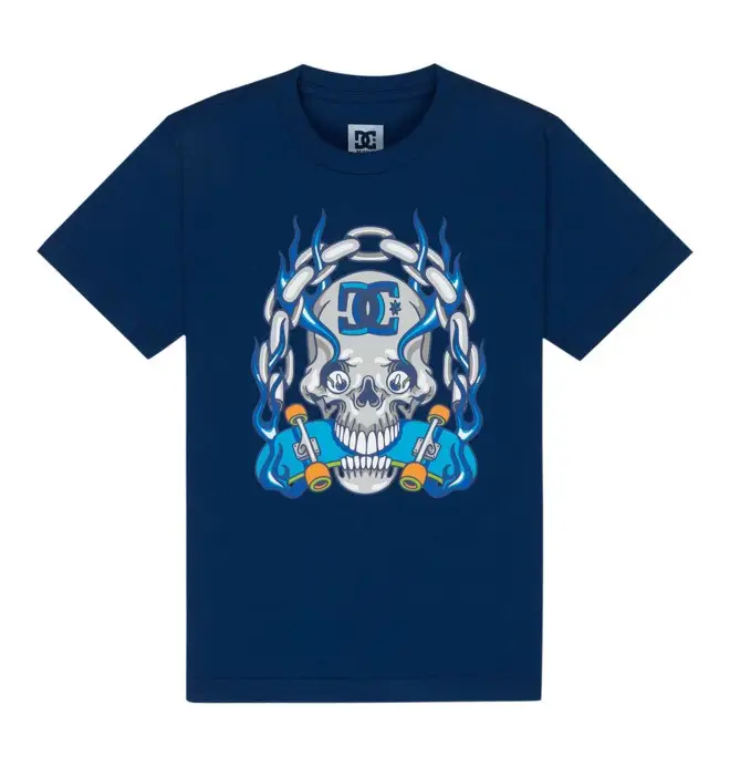 Burning Skull - Maglietta a maniche corte Blu Ragazzo 8