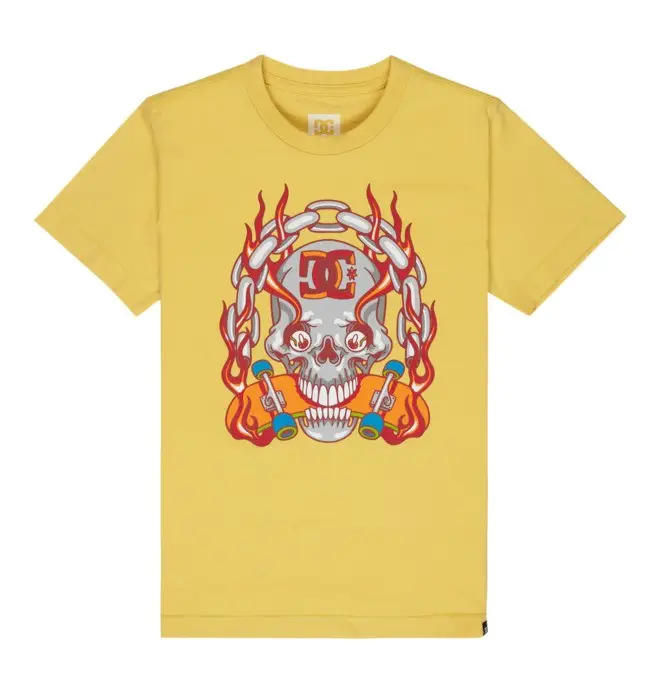 DC Shoes Burning Skull - Maglietta a maniche corte Giallo Ragazzo