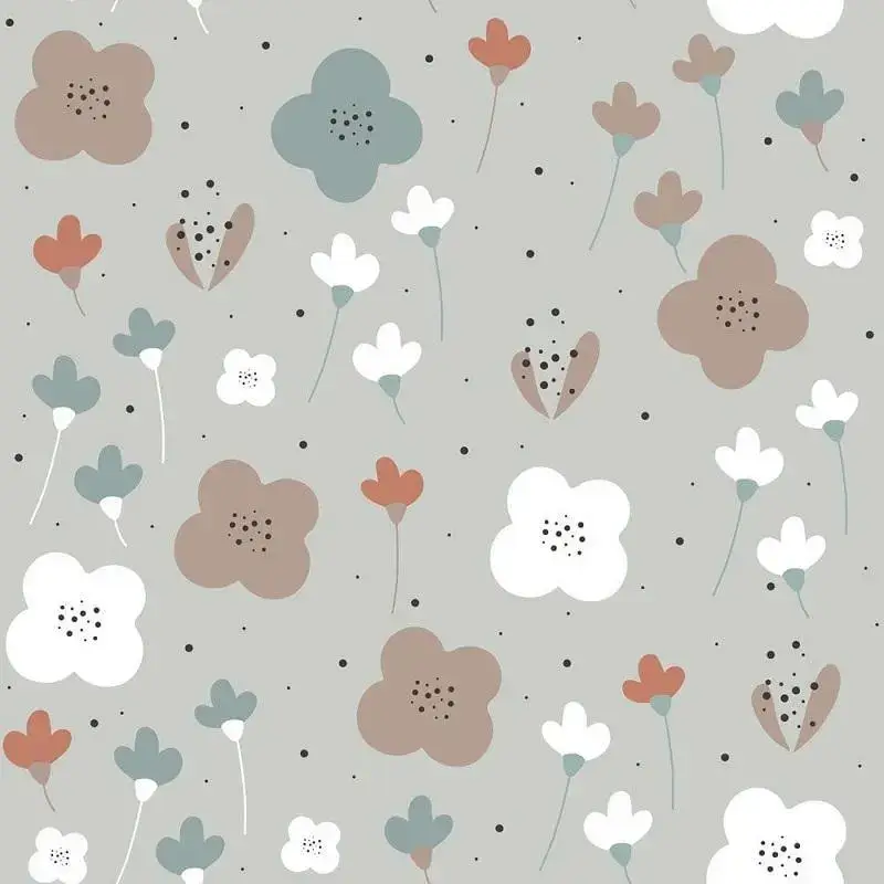Dekornik Carta da parati semplice per bambini Oldschood Graphic Flower Pattern