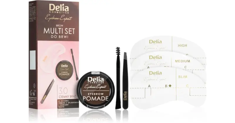 Delia cosmetics Expert Zest kit per sopracciglia colore 3.0 castano scuro