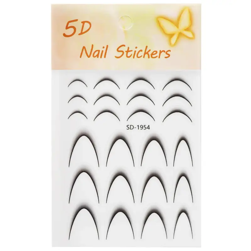 Deni carte Adesivi autoadesivi per french manicure, vari colori Nero